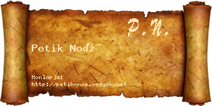 Petik Noé névjegykártya